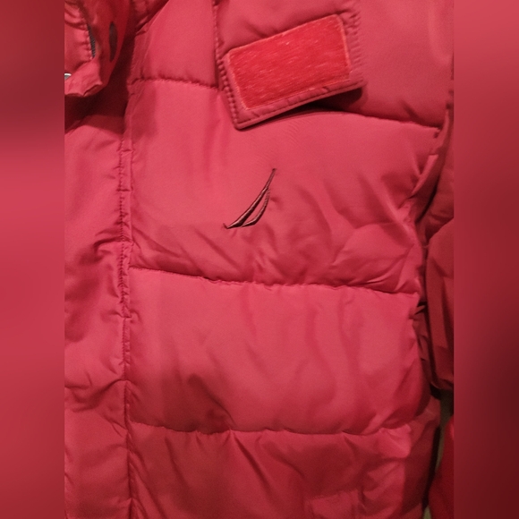 Nautica Youth Boys Puffer Down Jacket Burgundy Water Resistant Size 10-12 - Picture 2 of 9